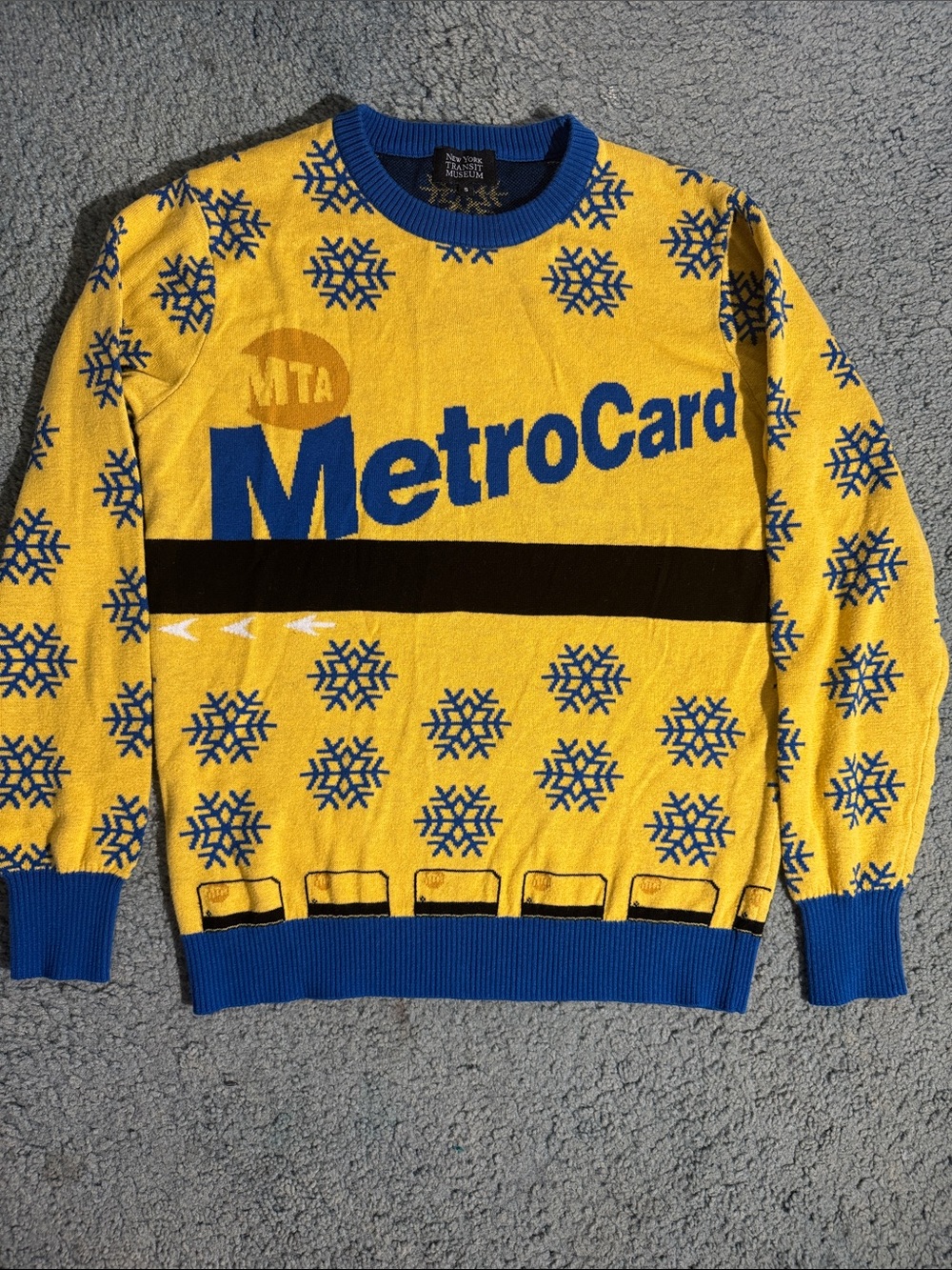 New York Transit MetroCard Crewneck Sweater - Yellow & Blue